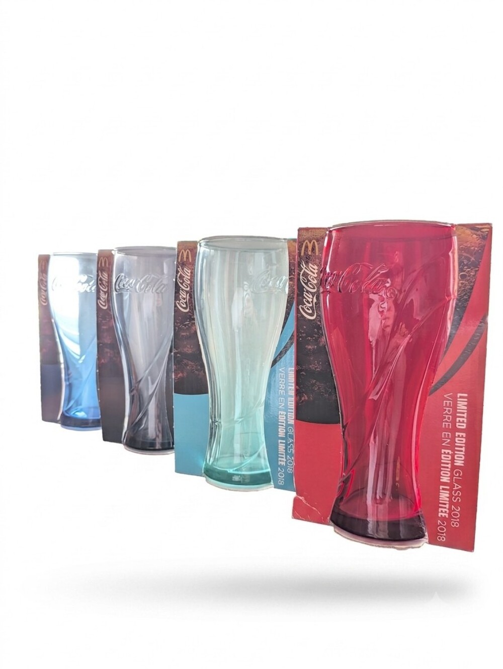 NIB McDonald's 2018 Coca-Cola Limited Edition Glass Complete Set of 4